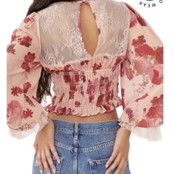 NWT Free People Romantic Combo floral long sleeve blouse size S/M - Picture 11 of 12